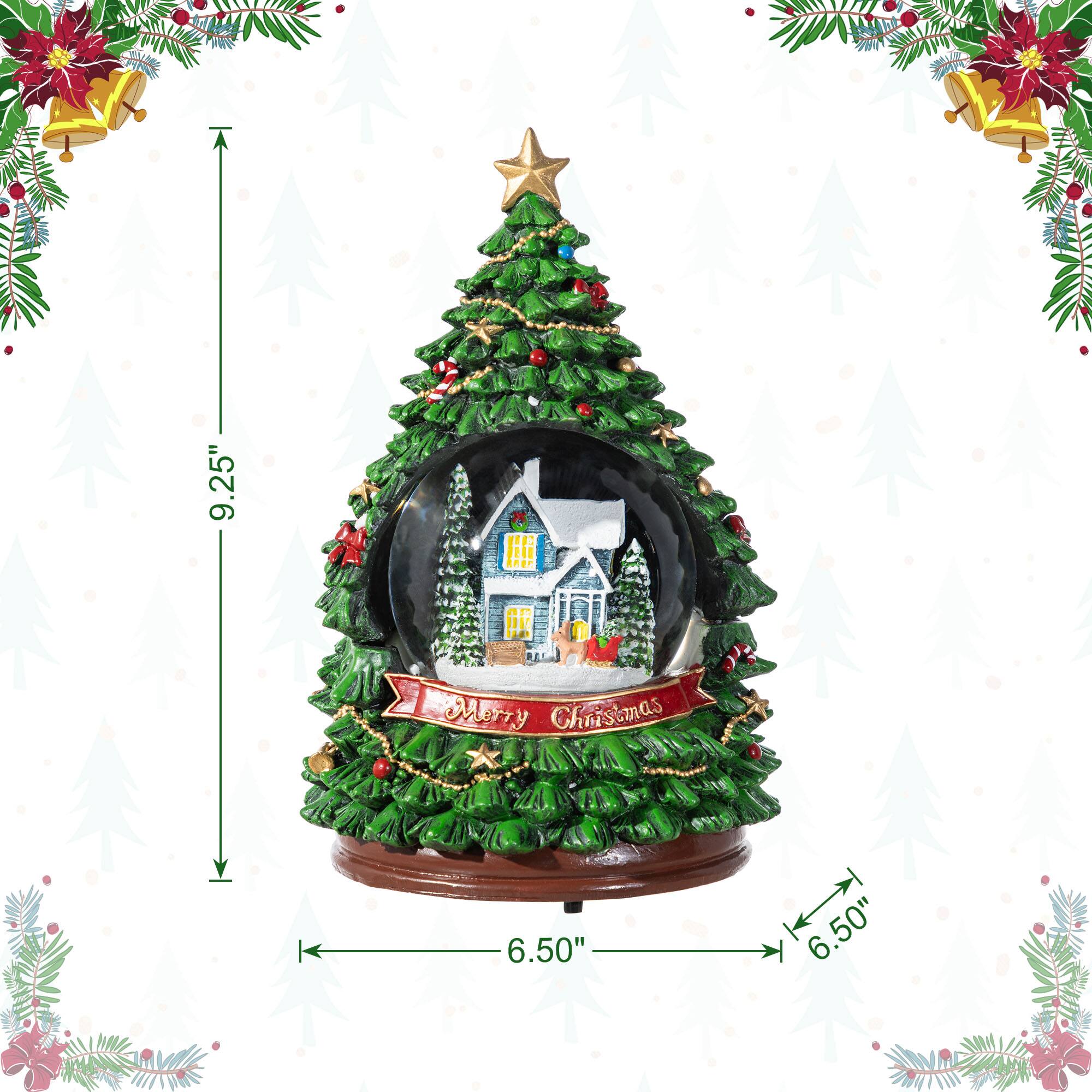 Glitzhome® 100mm Christmas Resin Lighted Musical Snowflakes Christmas Tree Waterglobe